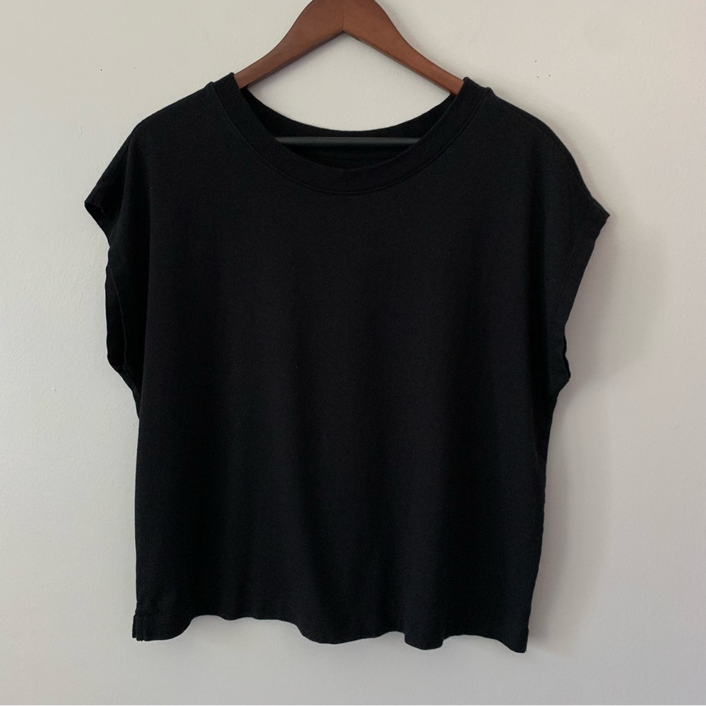 LOFT Basic Casual Classic Boxy Tee Oversized Crop Size Large Cotton Blend
